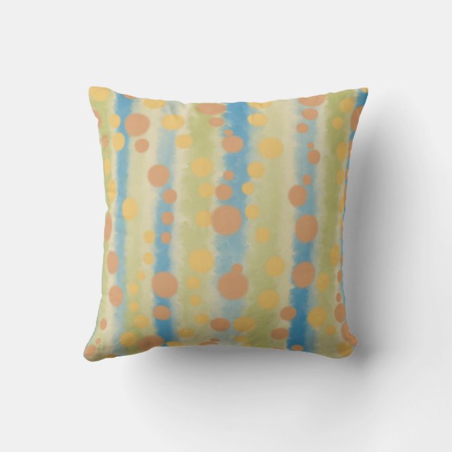 Watercolor Vertical Striped Polka Dots  Cushion (Back)