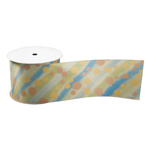 Watercolor Vertical Striped Polka Dots  Satin Ribbon