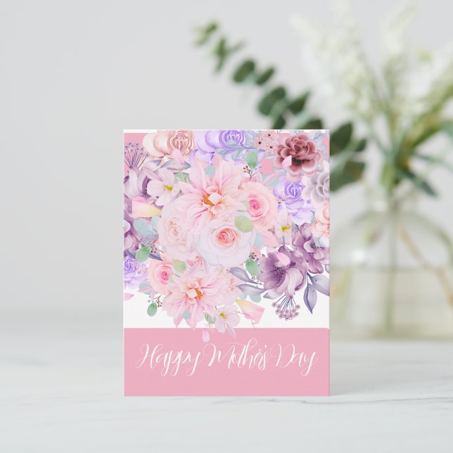 Watercolor Vibrant Floral Bouquet Custom Holiday Card (Creator Uploaded)