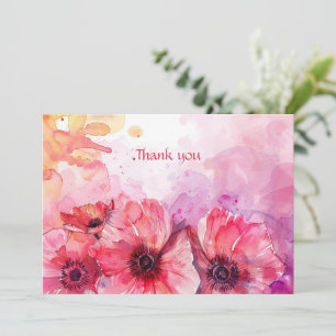 Watercolor Vibrant floral  Thank You Card