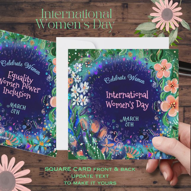 Watercolor vibrant Floral  Women's Day  Holiday Card (Watercolor vibrant Floral Women's Day Holiday Card)