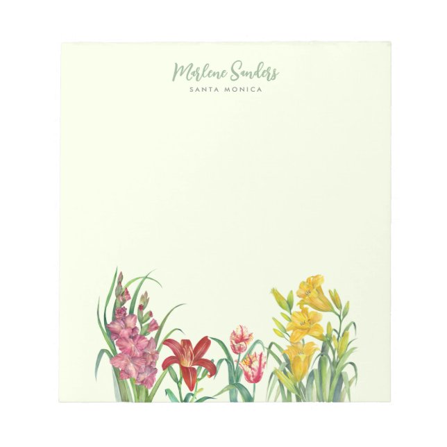 Watercolor Vibrant Spring Flowers Dry Erase Board Notepad (Front)