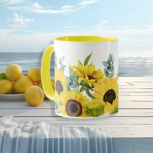 Watercolor vibrant Sunflower yellow Summer Mug