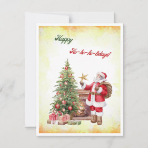 Watercolor Victorian Santa Happy Ho-ho-ho-lidays Holiday Card