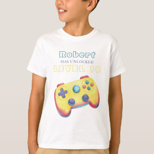 Watercolor Video Game Kids Birthday T-Shirt