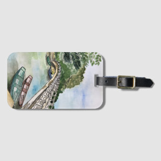 Watercolor, Vietnam, Ninh Binh Province landscape  Luggage Tag