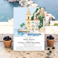 Watercolor Villa Boat Party Birthday