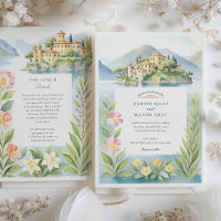 Watercolor Villa del Balbianello Lake Como Wedding