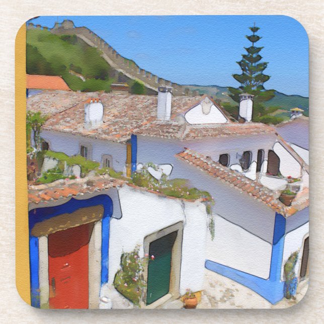 Watercolor village coaster (Front)