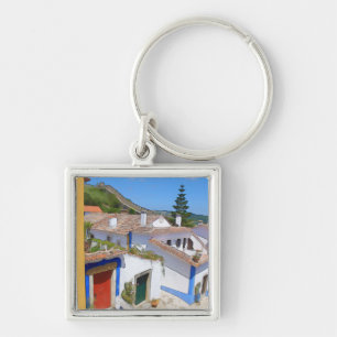Watercolor village key ring