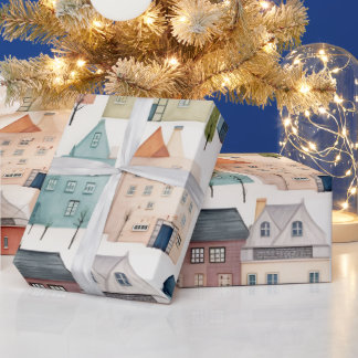 Watercolor Village Magic pattern  Wrapping Paper