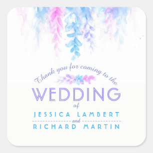 Watercolor vine blue purple wedding stickers