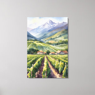 Watercolor Vineyard Canvas Print