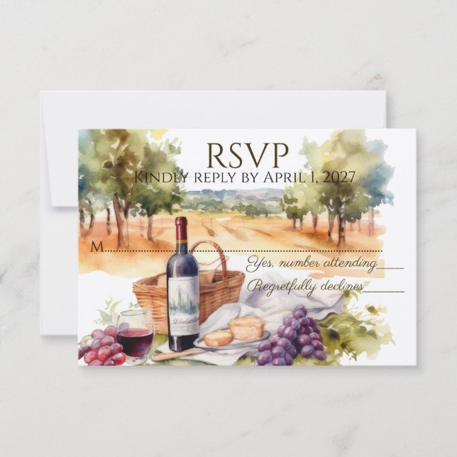 Watercolor Vineyard horizontal RSVP Cards (Front)