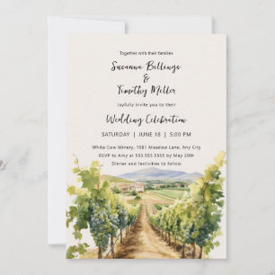 Watercolor Vineyard with RSVP wedding invitation
