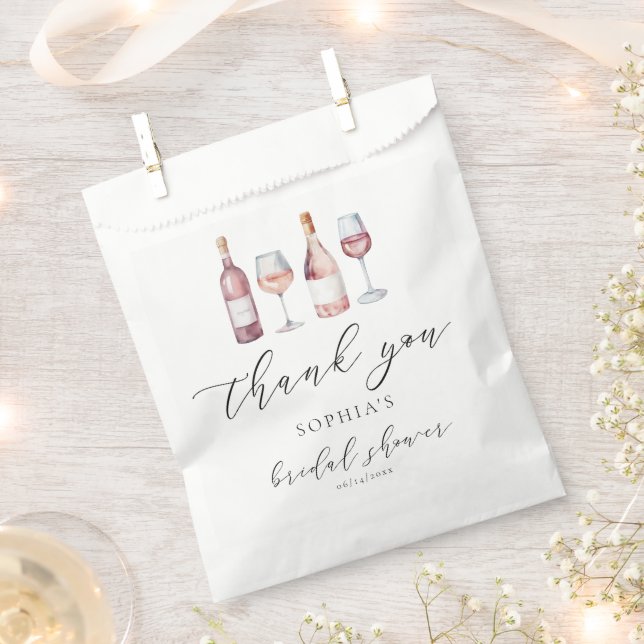 Watercolor Vino before Vows Bridal Shower Favour Bags (Clipped)