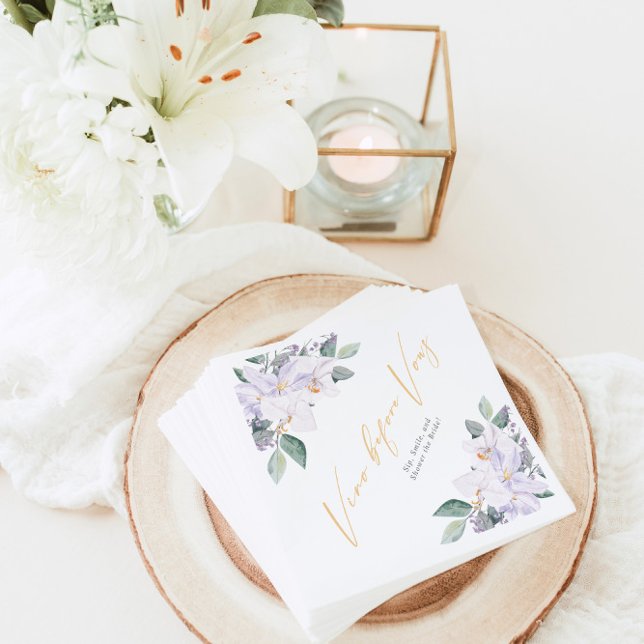 Watercolor Vino Before Vows Flowers Bridal Shower Napkin (Creator Uploaded)