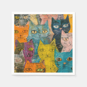 Watercolor Vintage Abstract Cat (12) Napkin