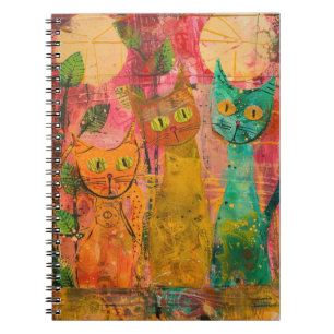 Watercolor Vintage Abstract Cat (2) Notebook
