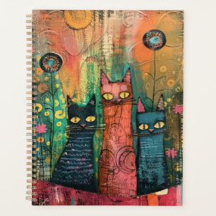 Watercolor Vintage Abstract Cat Planner
