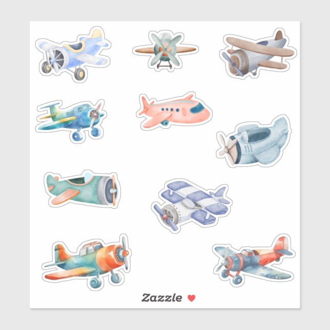 Watercolor Vintage Aeroplanes  (Sheet)