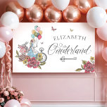 Watercolor Vintage Alice In ONEderland Birthday Banner<br><div class="desc">Beautifully designed vintage Alice in ONEderland-themed 1st birthday party banner. Perfect for an Alice in Wonderland-themed birthday. Design features a mix of our own hand-drawn original florals and artwork. We've meticulously restored the iconic Alice in Wonderland vintage illustrations by hand sketching them and bring them to life with beautiful watercolor...</div>