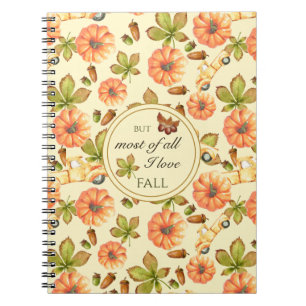 Watercolor Vintage Autumn Pattern Notebook