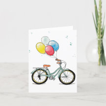 Watercolor Vintage Bicycle Birthday Card