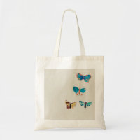 Watercolor vintage blue butterflies. Odilon Redon