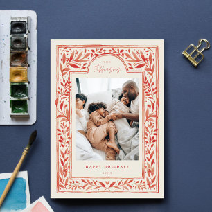 Watercolor Vintage Botanical Frame Holiday Card