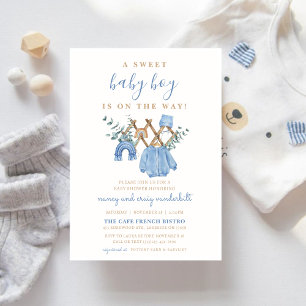 Watercolor Vintage Boy Boho Baby Shower  Invitation
