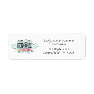 Watercolor Vintage Camera Return Address Label