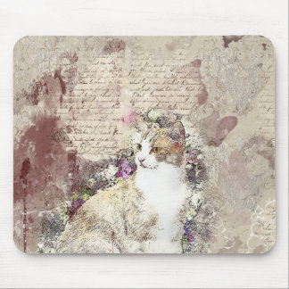 Watercolor Vintage Cat Mouse Mat