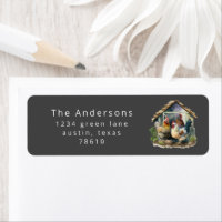 watercolor vintage chicken coop return address lab