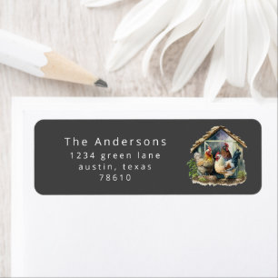 watercolor vintage chicken coop return address lab