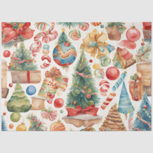Watercolor Vintage Christmas Tissue Paper
