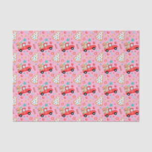 Watercolor Vintage Christmas Truck with Candy  Tissue Paper