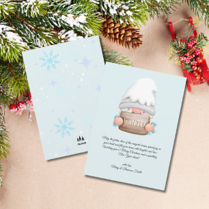 Watercolor Vintage Christmas Winter Gnome Holiday Card