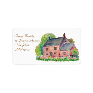 Watercolor Vintage Cottage Address Label