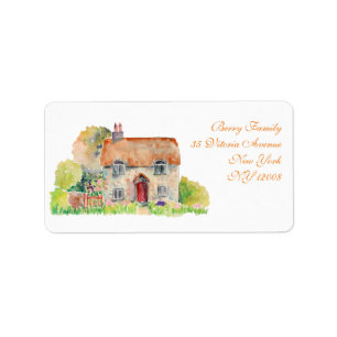 Watercolor Vintage Cottage Address Label