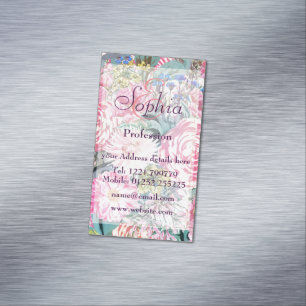 Watercolor vintage floral illustration Magnetic business card