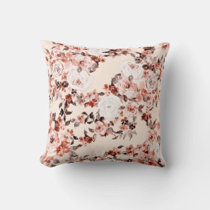 Watercolor vintage floral seamless pattern, brown  cushion