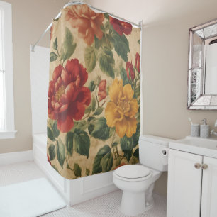 Watercolor Vintage Floral Trendy Collection Shower Curtain