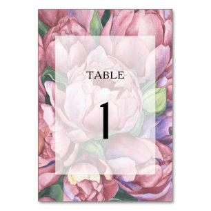 Watercolor vintage flowers - wedding table number