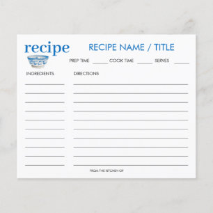 Watercolor Vintage Fruit Bowl Recipe Card