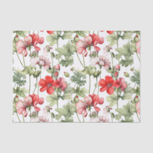 Watercolor Vintage Geranium Flowers and Leaves  Tissue Paper