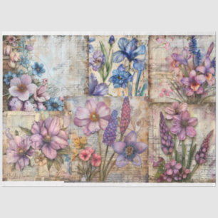Watercolor Vintage Inspired Floral Decoupage Tissue Paper