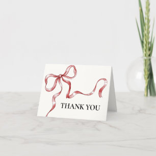 Watercolor Vintage Minimalist Bow Baby Shower Thank You Card