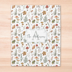 Watercolor Vintage Mushroom Fern Botanical Pattern Fleece Blanket