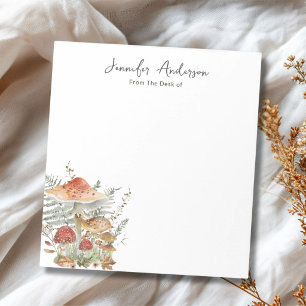 Watercolor Vintage Mushroom Fern Personalised Name Notepad